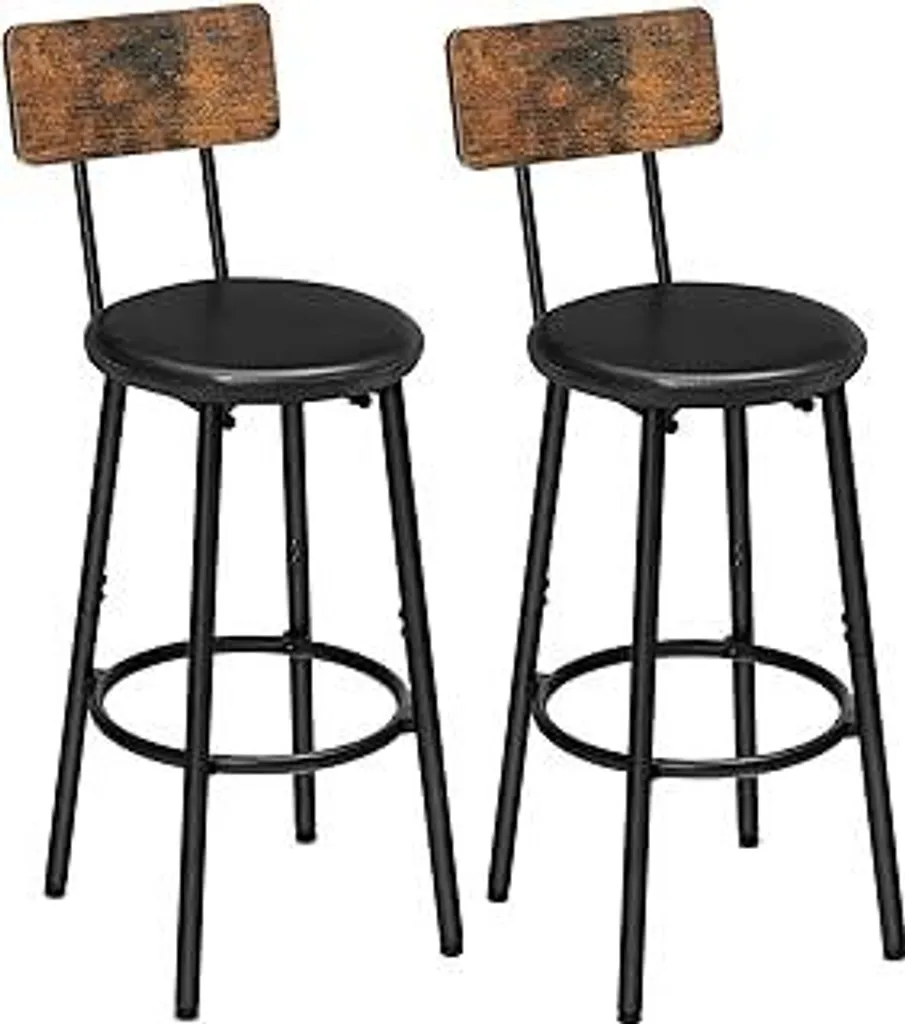 Sgabelli Cucina HOOBRO Set 2 Pezzi: Marrone Vintage e Metallo Nero