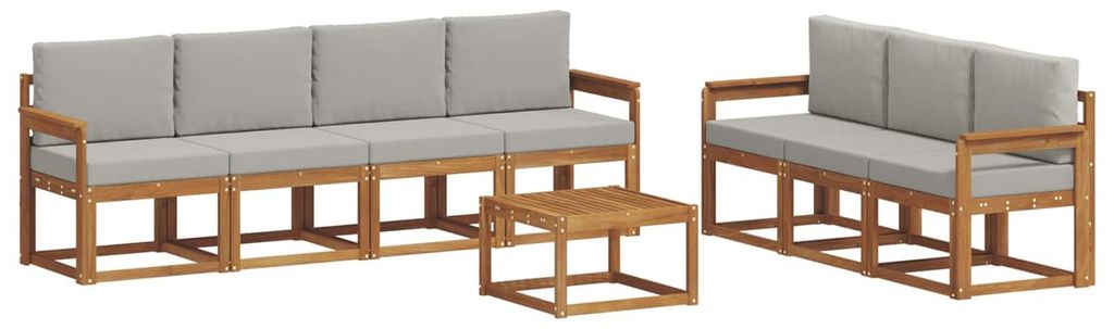 vidaXL Outdoor-Sofagarnitur mit Kissen 8 pcs Natürlich und Hellgrau
