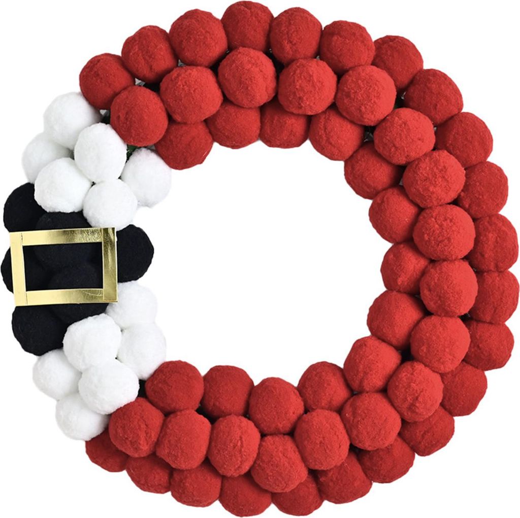 Weihnachtskranz, Plüschbälle, leuchtende Farben, leicht, festliche Atmosphäre, Kranz, Weihnachtsdekoration