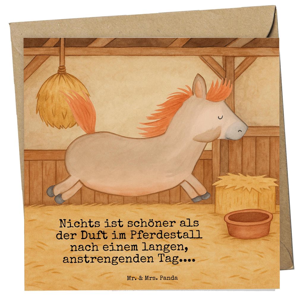 Mr. & Mrs. Panda Klappkarte Pferd Springen Design - Weiß - Geschenk, Grußkarte, Pony, Glückwunschkarte, Landwirt, doppelkarte, Reiten, Stall, fa...