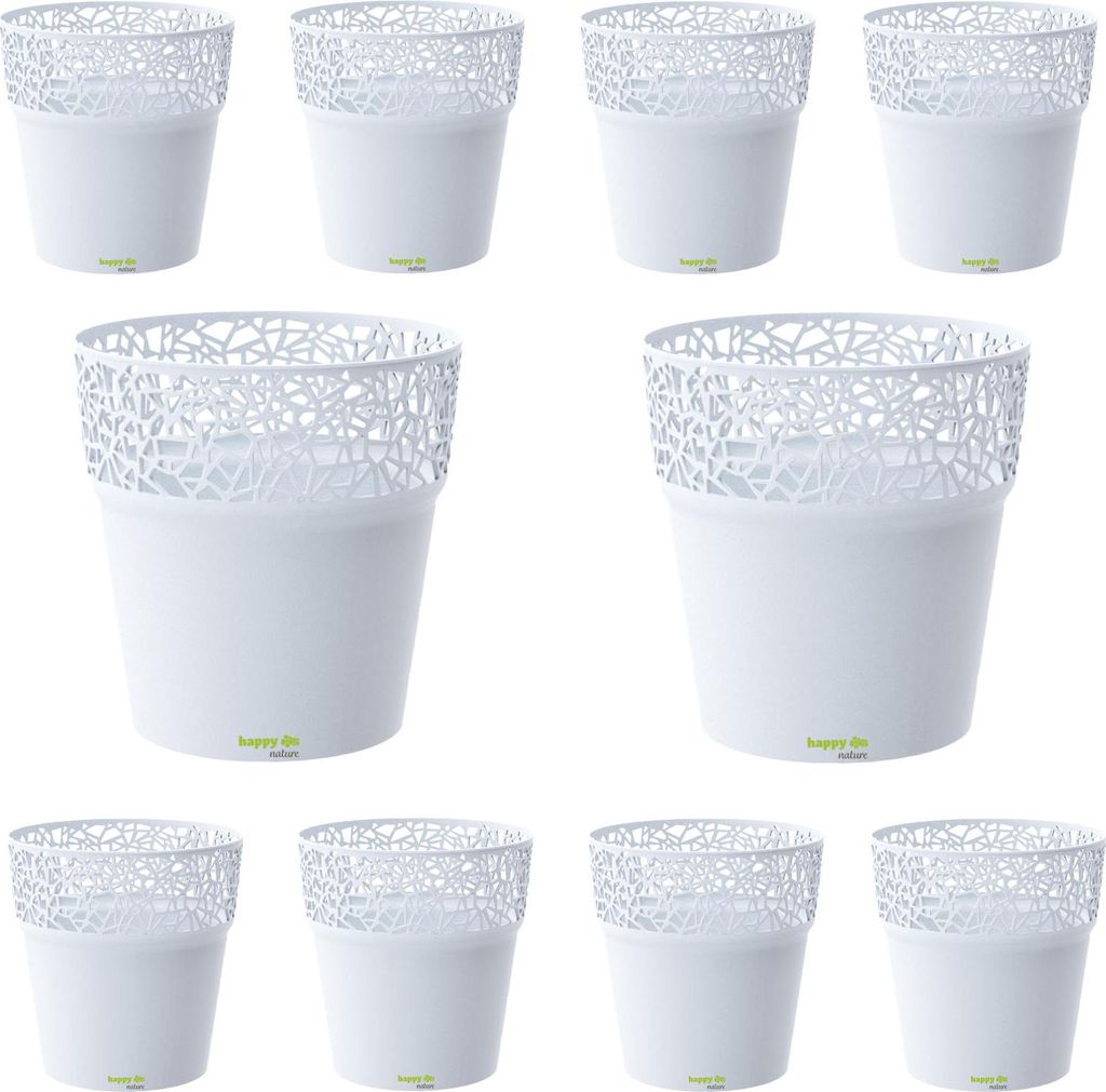10er-Set Kunststoff Blumentopf Ibo weiß Ø 17,5 cm H 18,0 cm