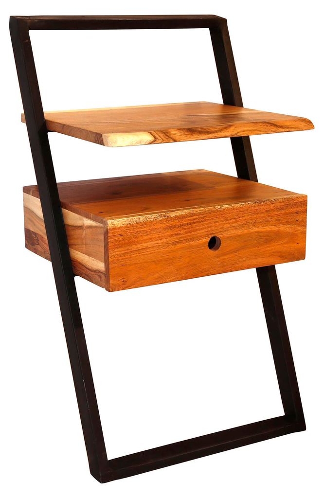 Lean Nachttisch Massiv Akazie, Masse:45 cm x 35 cm
