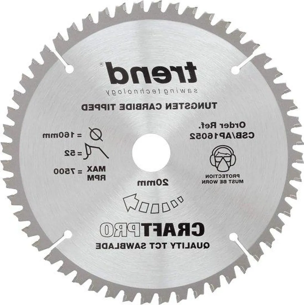 Lame 160 mm 52 dents anti-éclats pour aluminium et PVC rigide