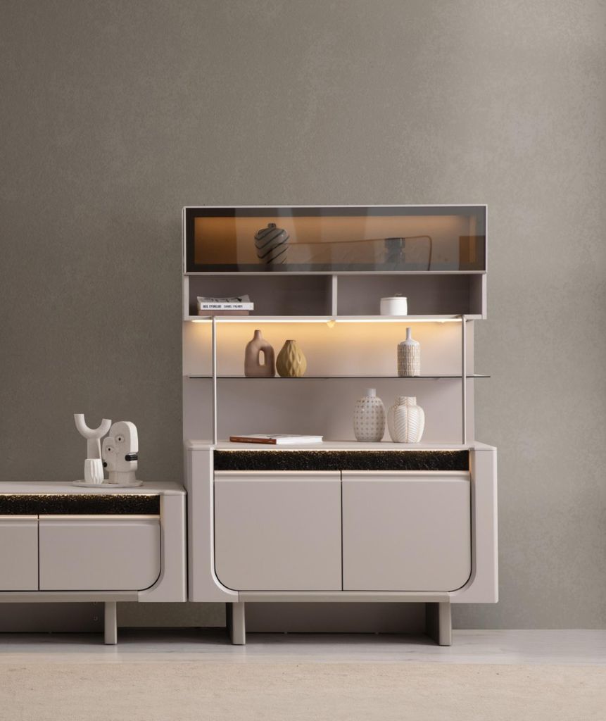 Beiger TV-Seitenschrank Wohnzimmer Vitrile Edle Holzschränke Konsole