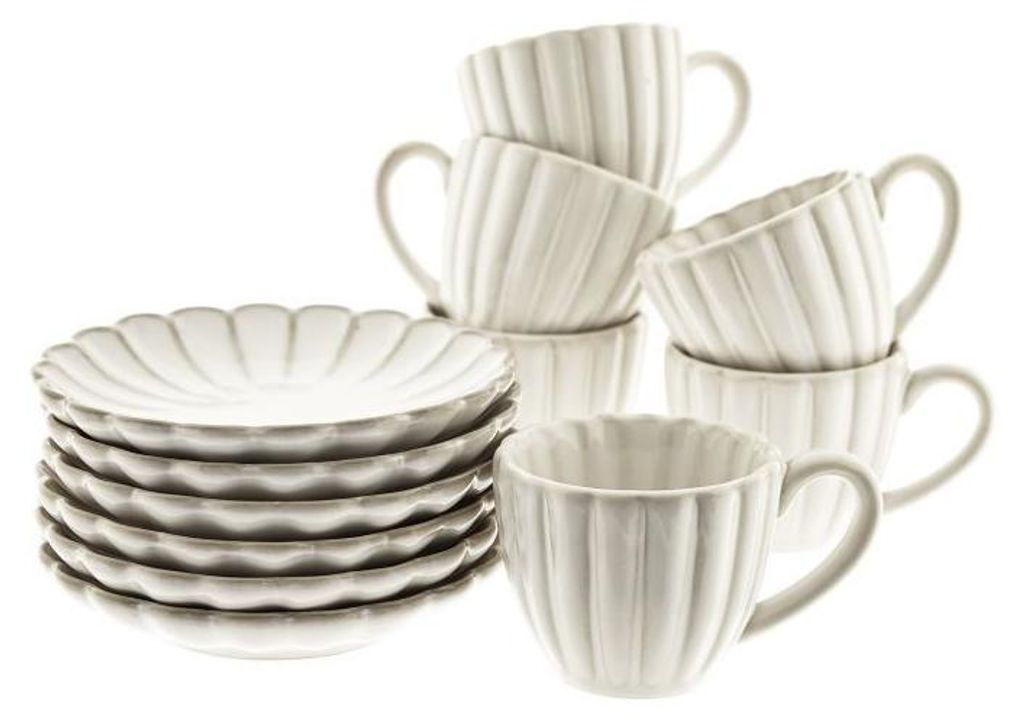 Bloomy Mokkatassen-Set mit Untertellern 75 ml aus Porzellan - 12-tlg