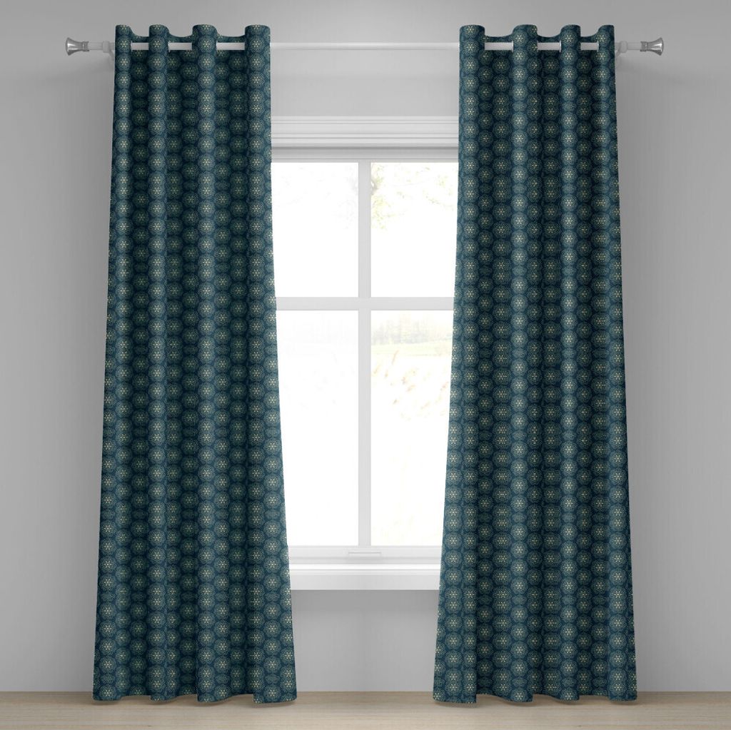 ABAKUHAUS viktorianisch Ösenvorhang, Vintage Sterne und abstrakte geometrische wirbelt Muster-zeitlose Motive, Dekorative 2-Panel-Fenstervorhänge...