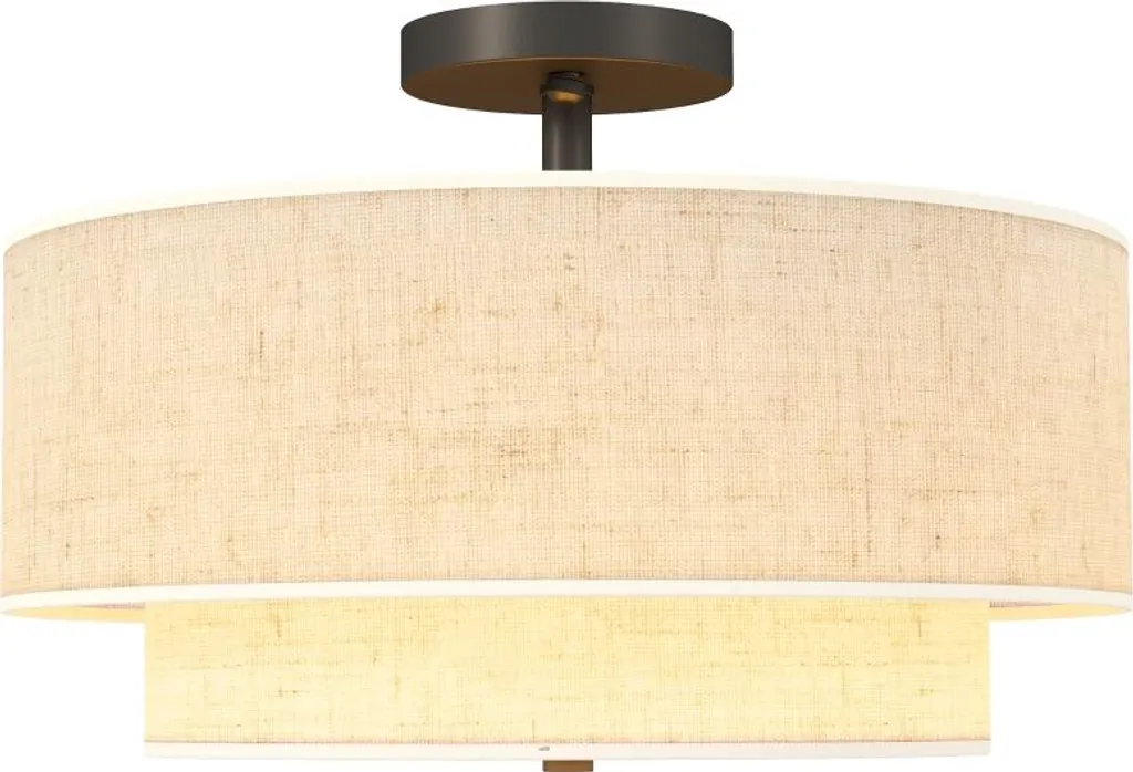 Lampada a Sospensione Fortuna Lai - Doppio Paralume Lino Bianco Crema