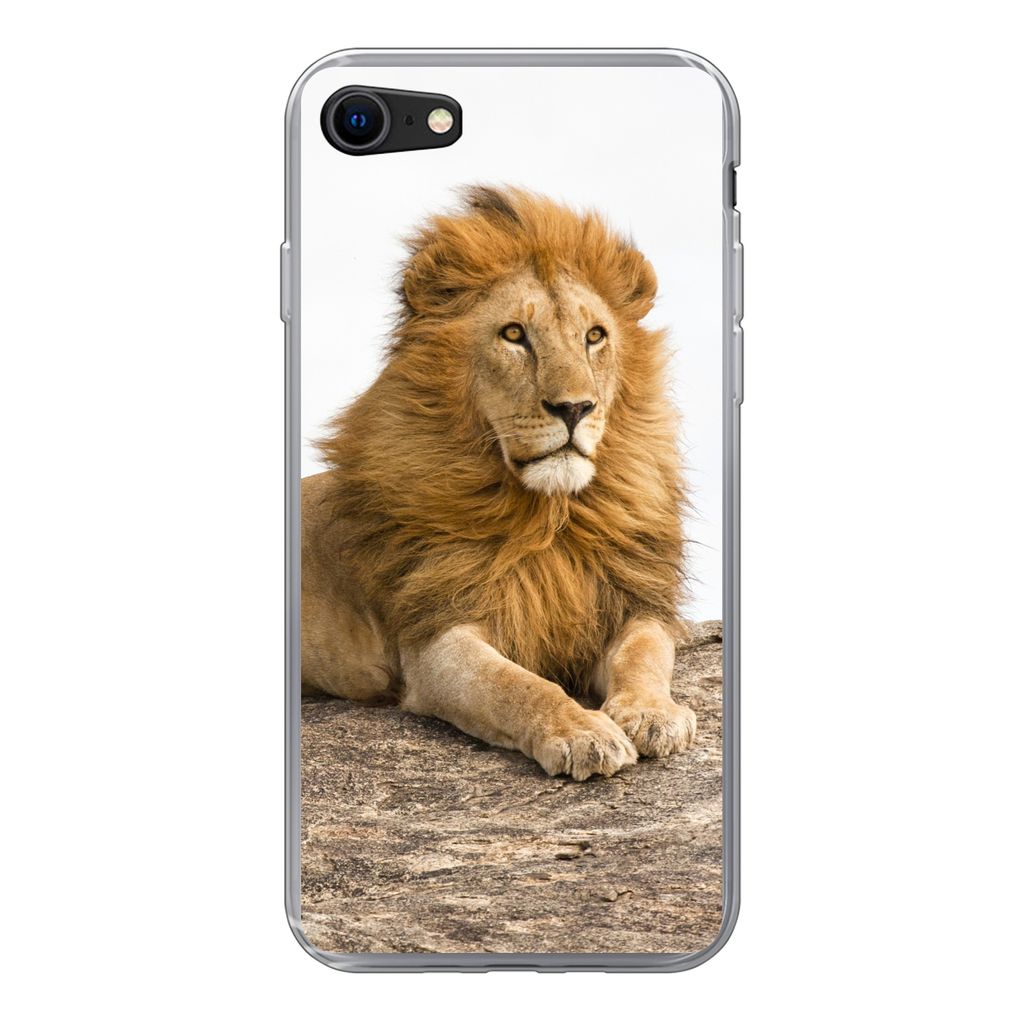 MuchoWow Handyhülle Schutzhülle Hülle für iPhone 7 Löwe - Mähne - Tier Silikon Softcase Handy Hülle - Kartenhalter
