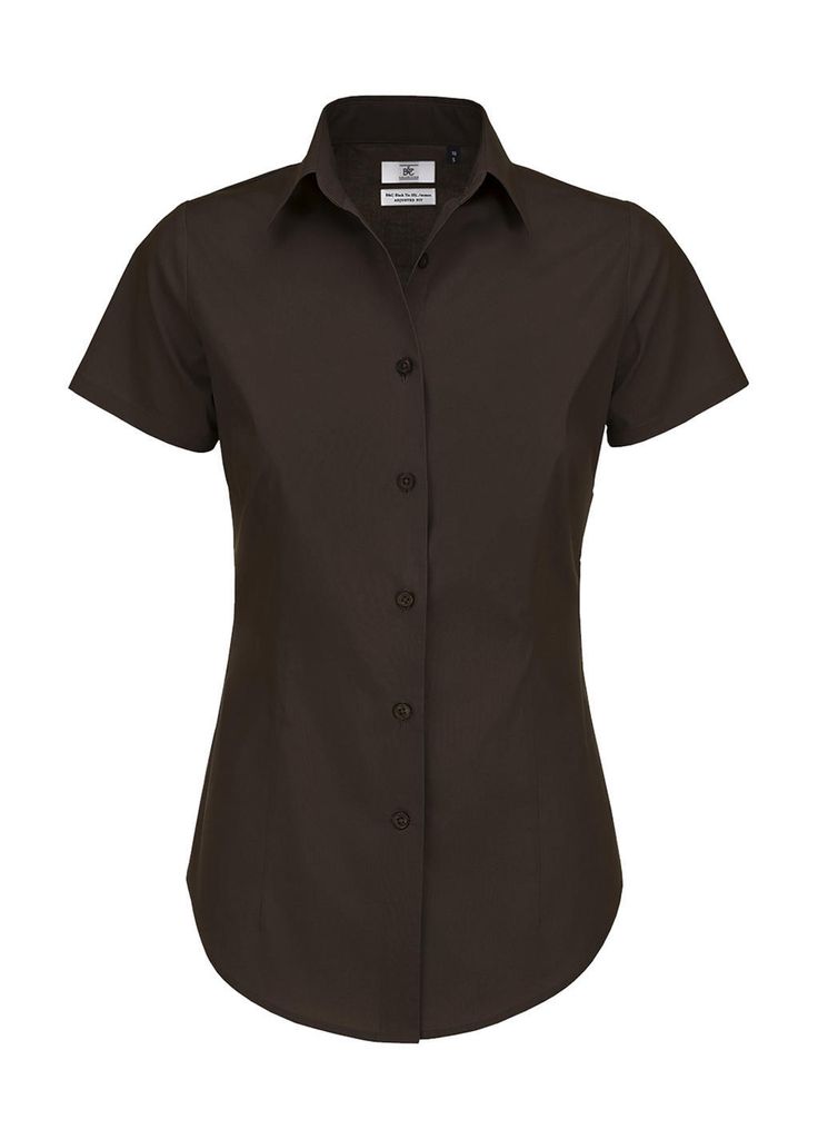 B&C Damen Business Bluse Oberteil T-Shirt Longsleeve Shirt kurzarm, Größe:XS, Farbe:Coffee Bean