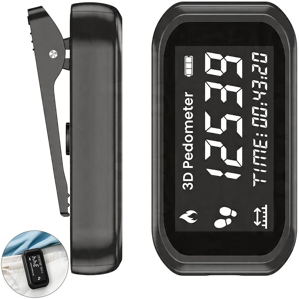 3D Schrittzähler mit 3-Achsen-Sensor, LCD-Display, ohne App Produktbild 