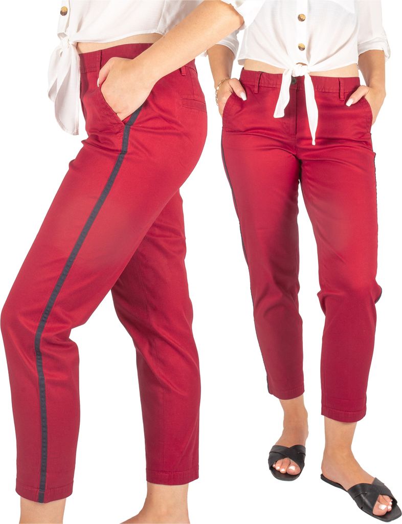 FIRI Damenhose in 7/8-Länge, Business und Casual, mit Streifen, Dunkelrot, 50