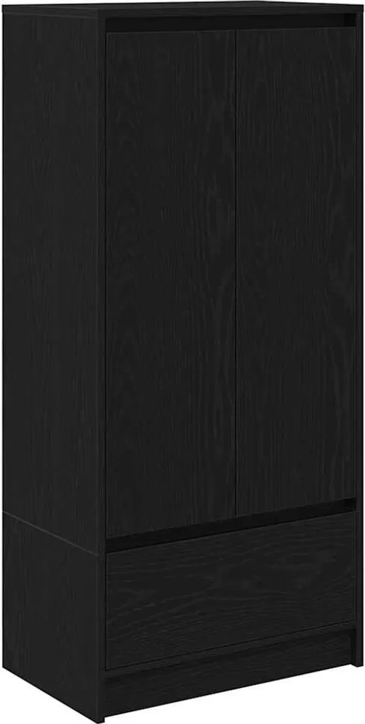 Meuble de rangement haut avec tiroir noir et chêne pour salon moderne
