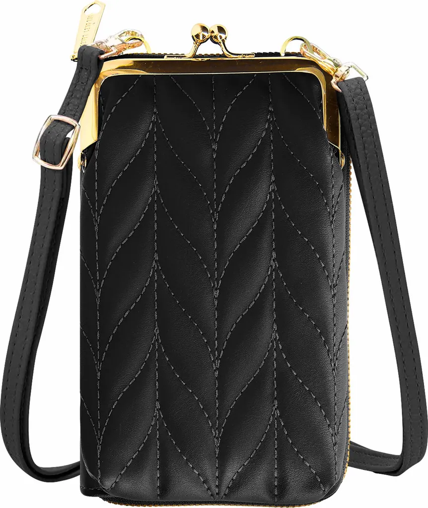 Mini Bag Porta Cellulare Nera Trapuntata | Crossbody Smartphone Donna