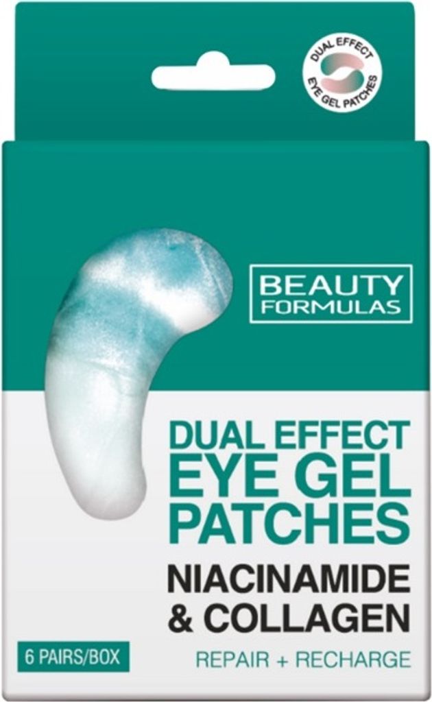 Beauty Formulas Gel Eye Patches Double Effect Niacinamide Collagen - 6 Pairs