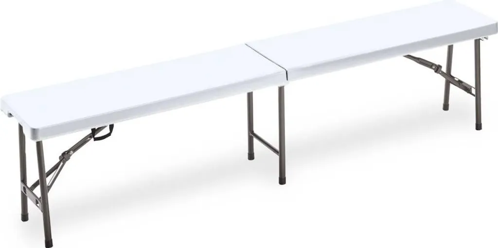 Banc pliable plastique blanc 183cm haute densité et pieds en acier