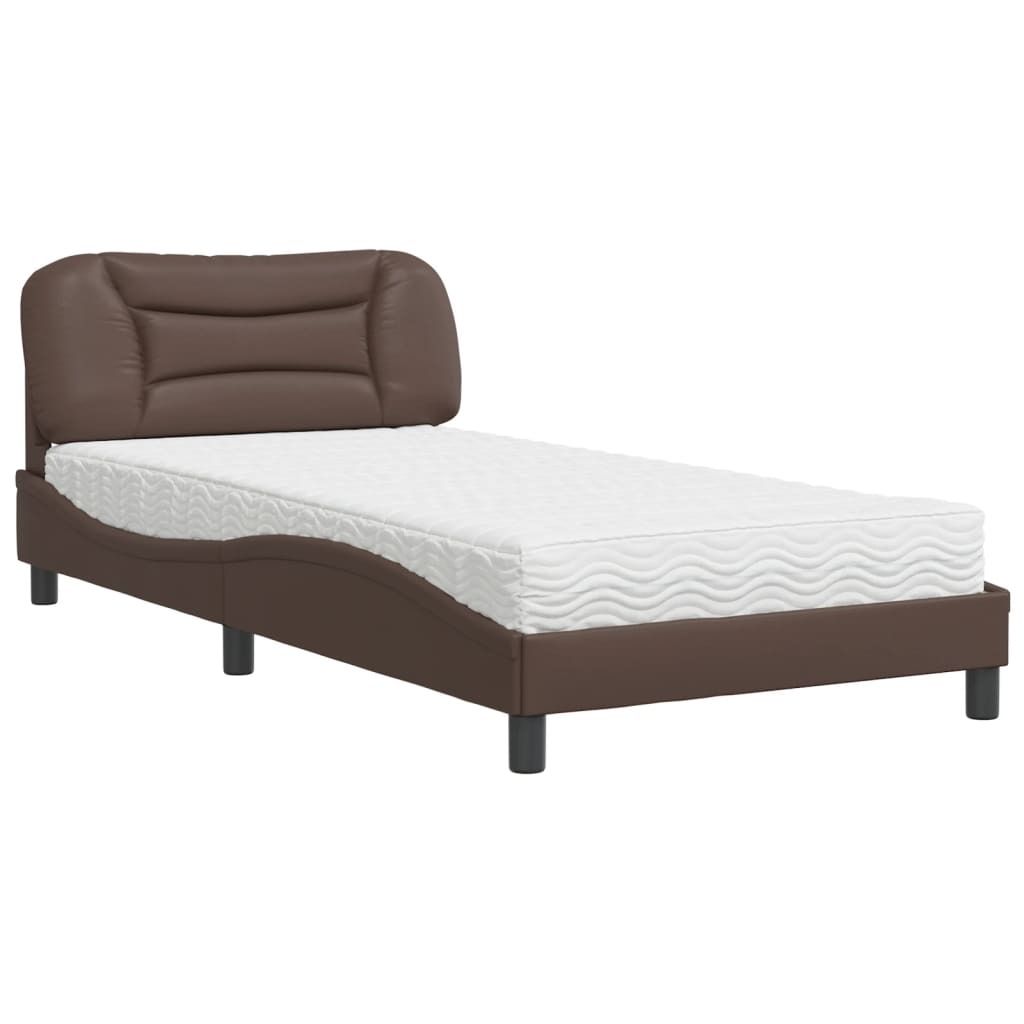 Maison Exclusive - Bett mit Matratze "Hvar" Braun 100x200 cm Kunstleder