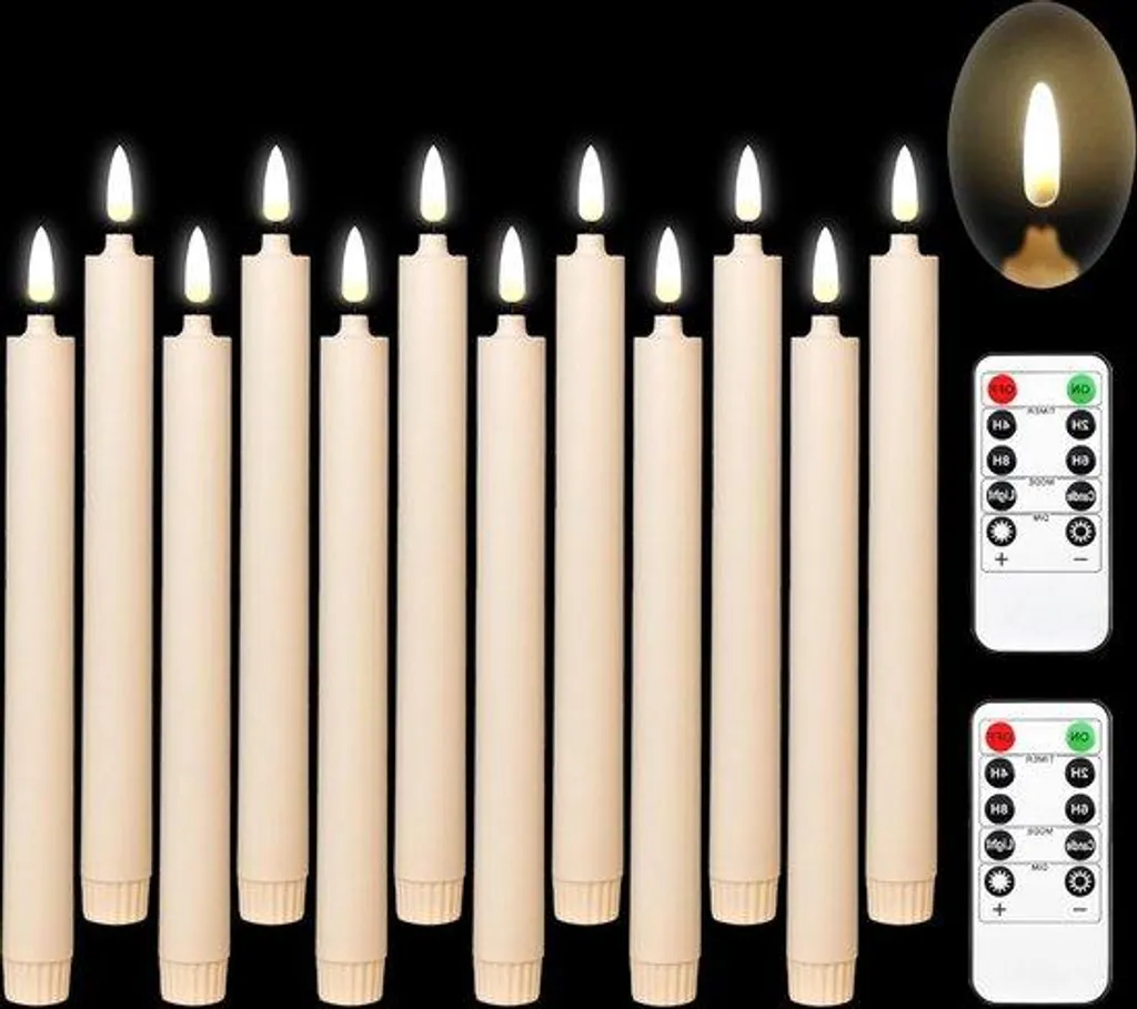 Lot de 12 bougies LED murales effet scintillant et lumière 255 cm
