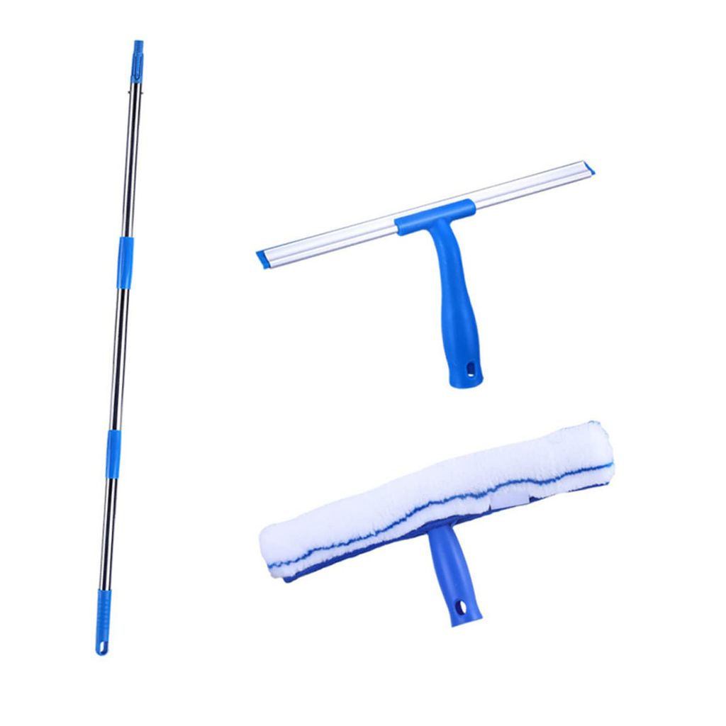 Fensterwischer, Professionelle Fensterreinigungs-Kombination, Gummischaber und Mikrofaser-Fensterreiniger mit langem Griff, 35.6 cm, Auto, Bad
