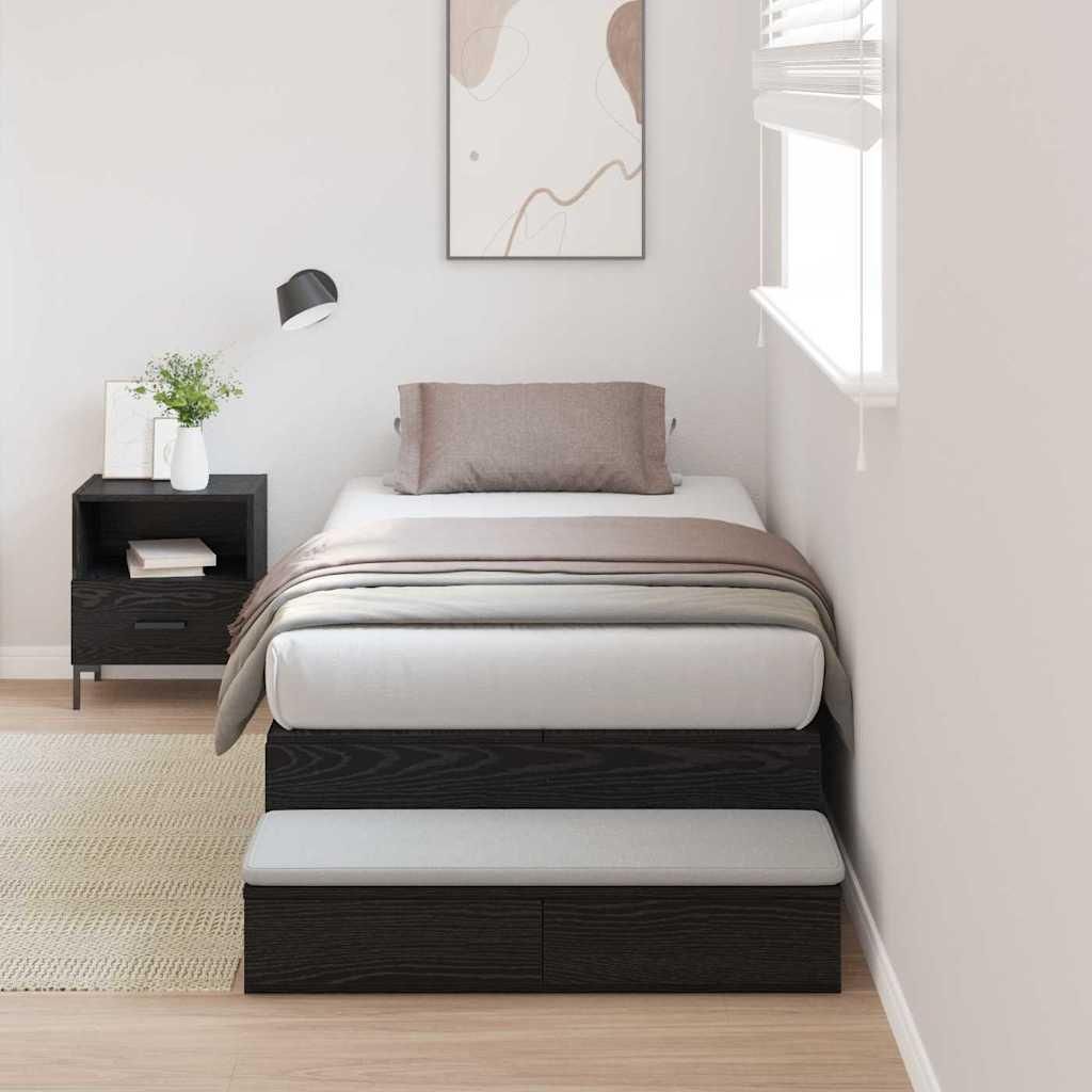 "2026 Promotion" AufbewahrungsBoxspringbettgestell moderne, Schwarz Eichen-Optik 90 cm - Klassische Betten MM608