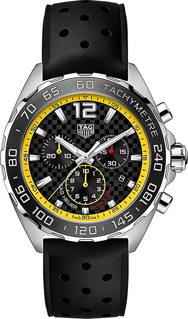 Tag Heuer Formula 1 Herrenuhr Chronograph silber schwarz gelb CAZ101AC.FT8024