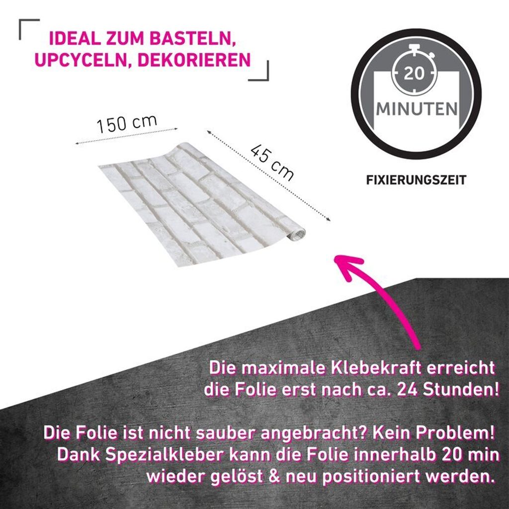 Klebefolie Mauer weiß - 45x150cm