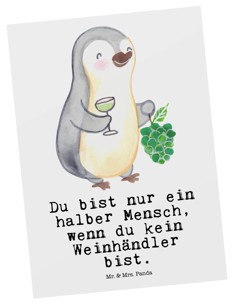 Mr. & Mrs. Panda einzelkarte Weinhändler Herz - Weiß - Geschenk, Ansichtskarte, Postkarten, Grußkarte, Fotokarte, Postkarte, Kunstkarten