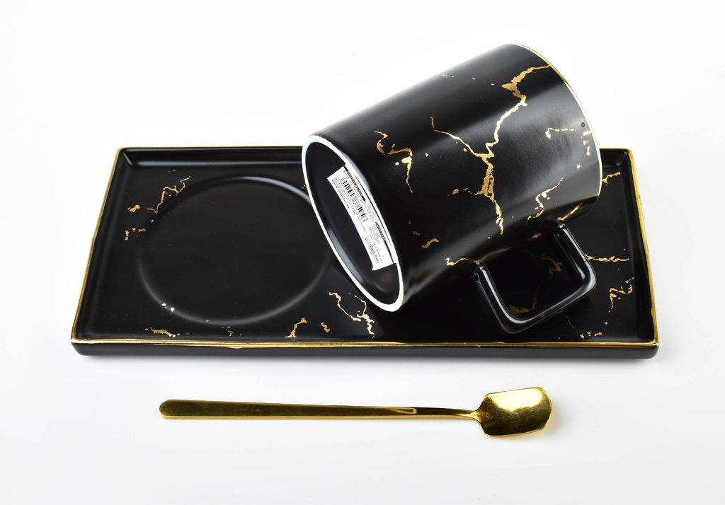 Lunpog Espressotassen Set 2 Stück - Porzellan Mit Untertassen & Löffeln 80ml