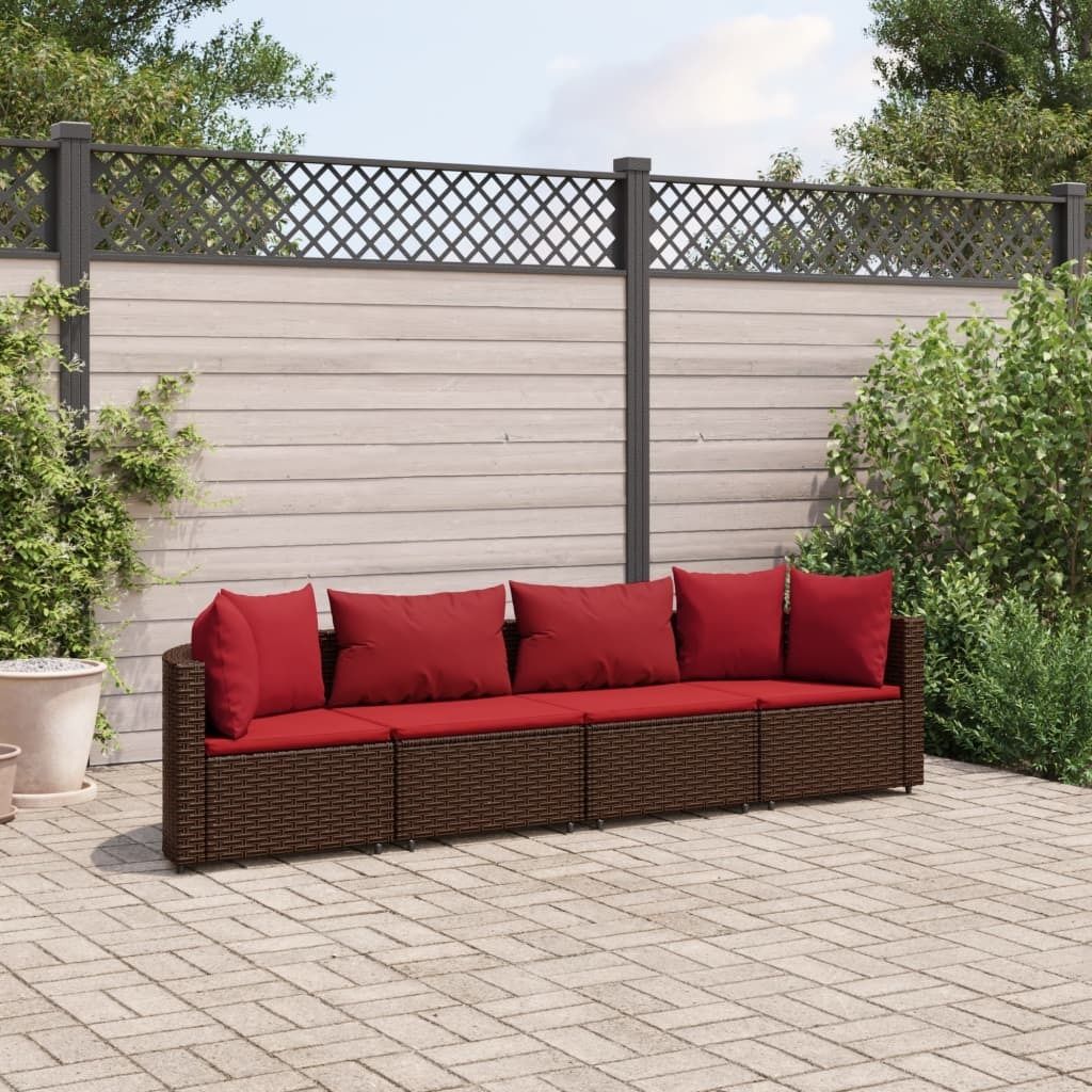 Maison Exclusive - 4-tlg. Garten-Sofagarnitur mit Kissen Braun Poly Rattan