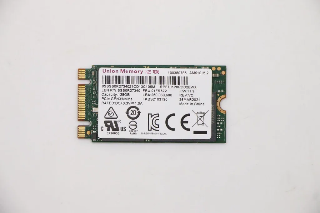 Disque SSD M.2 2242 NVMe Lenovo 128Go pour PC Portable et Tablette
