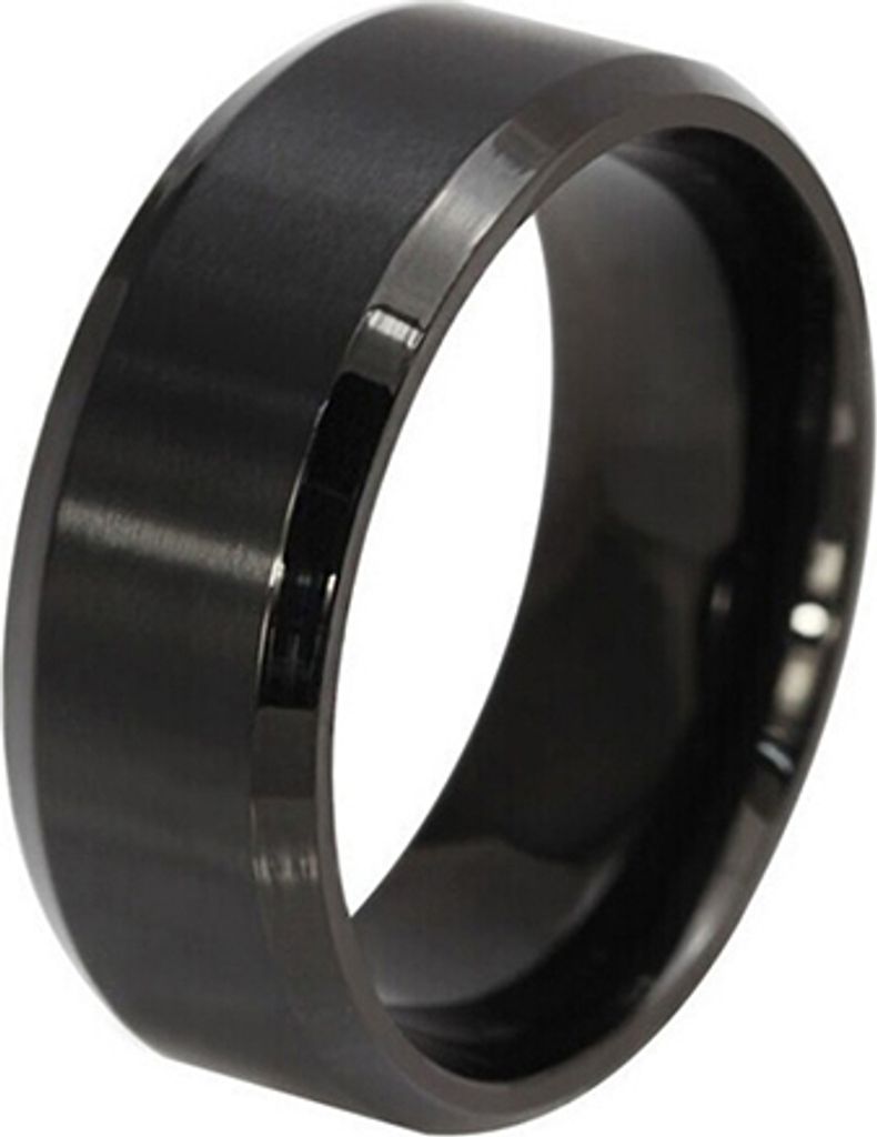 Mode 8MM Titan Stahl Band Ring Männer Hochzeit Verlobung Schmuck Schwarz-Schwarz,US 11