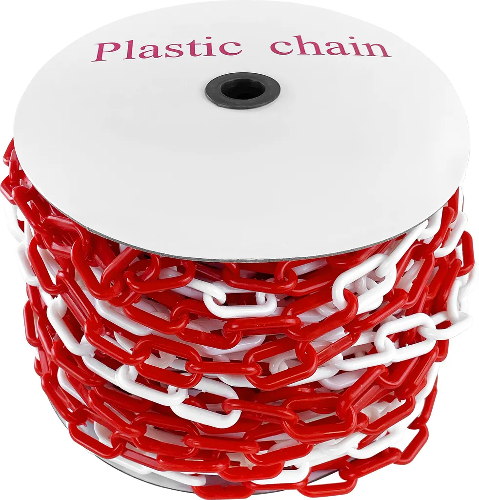 YUENFONG Chaîne de délimitation en plastique rouge et blanc - 50m x 6mm