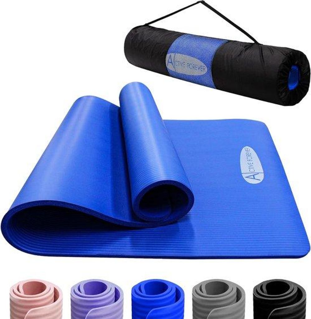 Yoga-Mat für Frauen und Männer, NBR-Schaum, hohes Dichte, Anti-Slip, Übungs-Mat mit Reisetasche, für Yoga, Pilates, zu Hause und im Fitness-Stu...