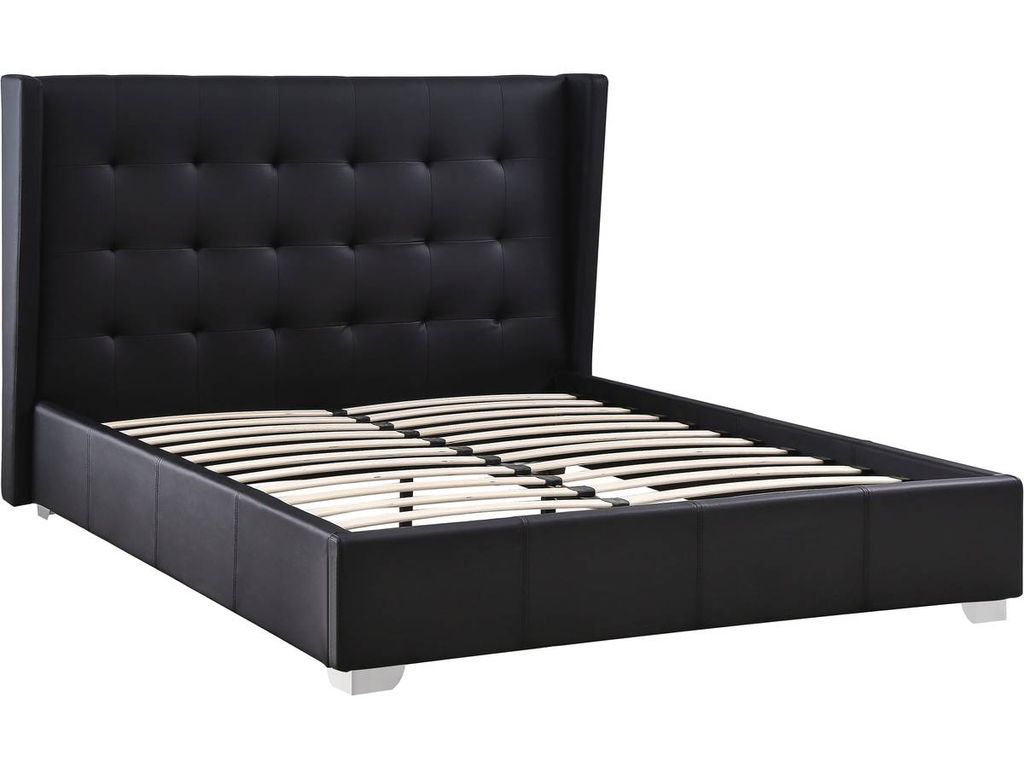 Bett "Steven" + Federkernmatratze - 140 x 190 cm - Schwarz