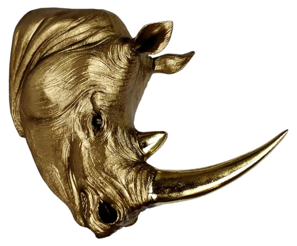 Nashorn Wanddekoration 26cm gold Kopf Büste
