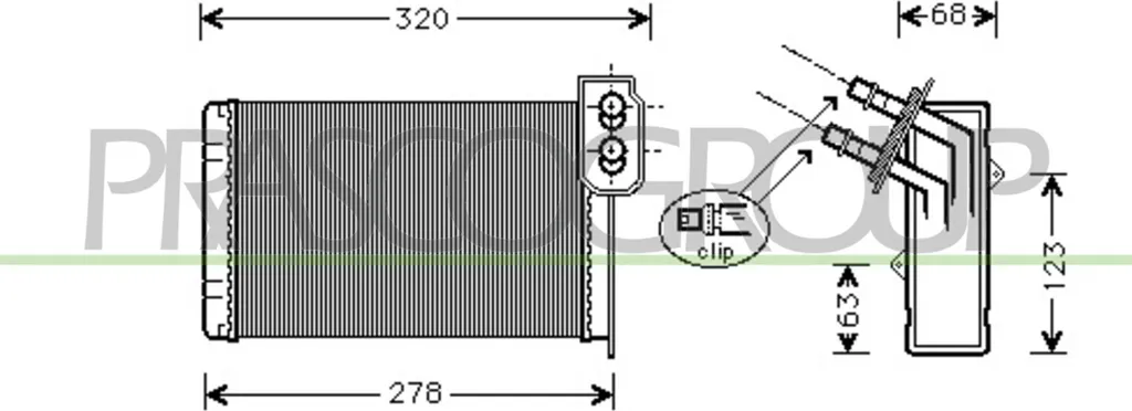 Chauffage Habitacle Kangoo : Échangeur de Chaleur PRASCO OE 7701205538