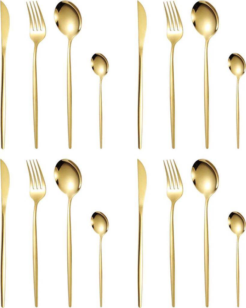 16-teiliges Besteckset aus Edelstahl, Service für 4 – Besteck-Utensilien-Set, langlebiges Küchengeschirr mit Gabel, Messer, Löffel, spülmasch...