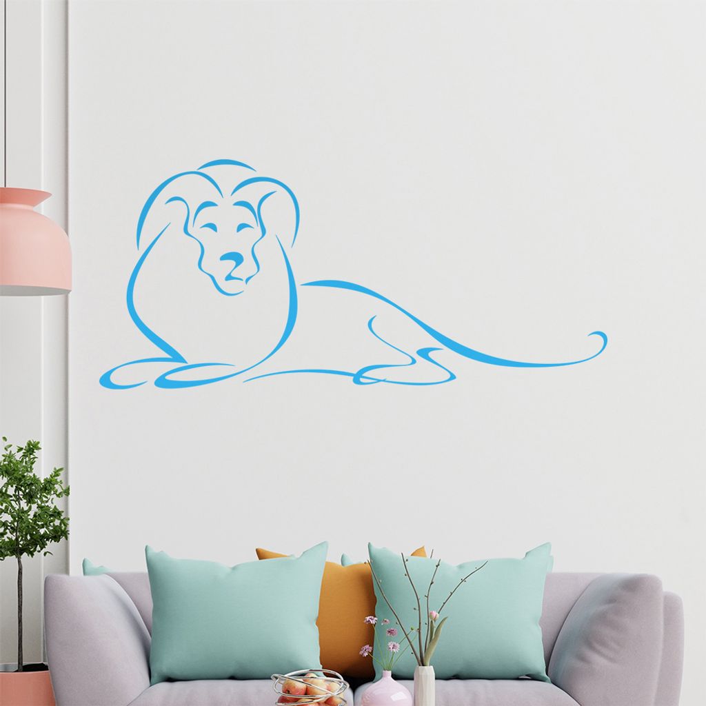 Löwe Linien Wandtattoo in 6 Größen - Wandaufkleber Wall Sticker - Dekoration, Küche, Wohnzimmer, Schlafzimmer, Badezimmer