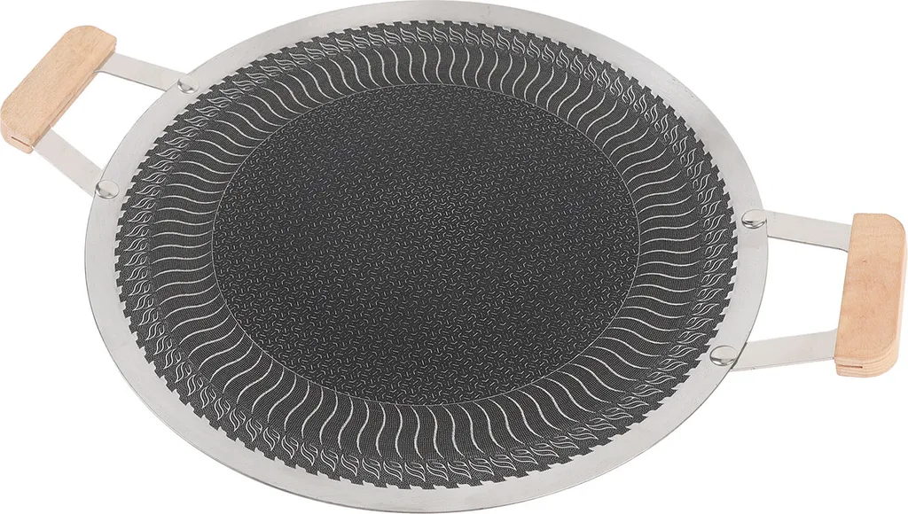 Gril rond coréen inox 34cm plaque de cuisson extérieure multi-usages durable - 4