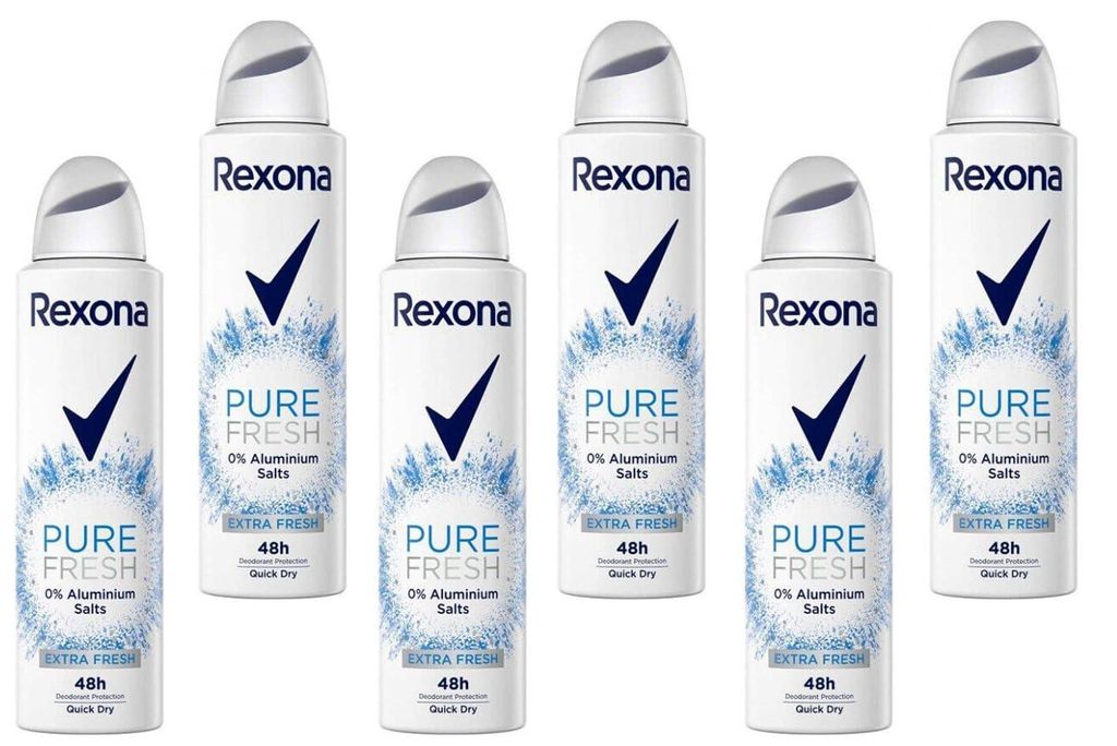 6x Rexona Deospray Pure Fresh Deo ohne Aluminium schützt 48 Stunden, 150ml (6er Pack)