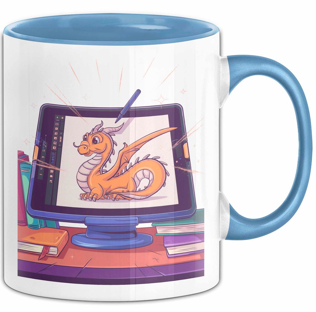 Digital Künstler Tasse Geschenk Lustige Geschenkidee Spruch Für Tablet Kreative (Blau)