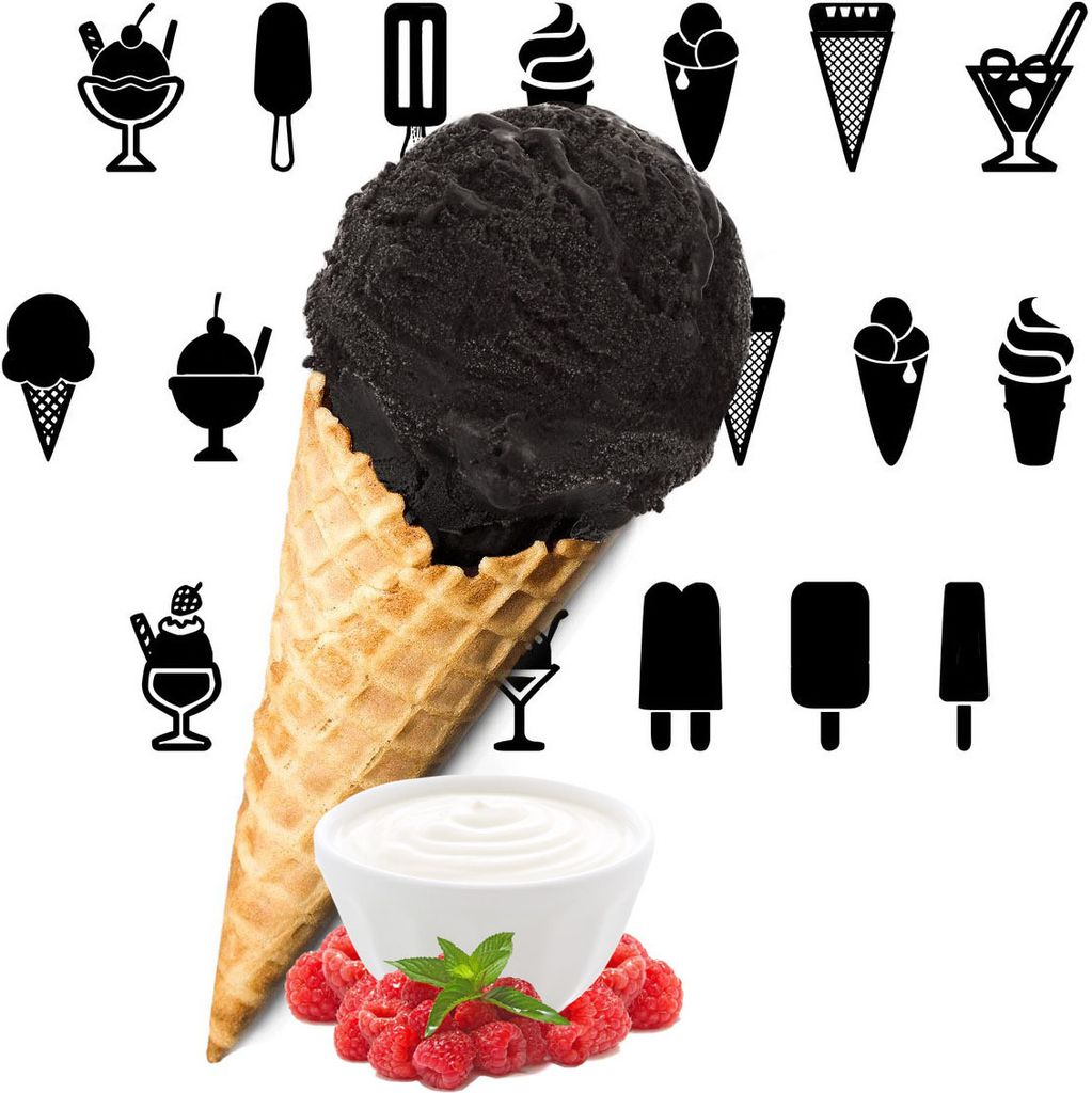 Gino Gelati Joghurt-Himbeere Schwarzes Eis Pulver – Veganes & Low-Carb Eispulver (Vegan, 1 Kg)