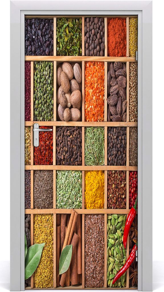 Tulup Türaufkleber 85x205 cm Dekorative Aufkleber Selbstklebend Wasserdichte Tapete Abnehmbar Schlafzimmer Wohnzimmer Wohnkultur - bunte Gewürze