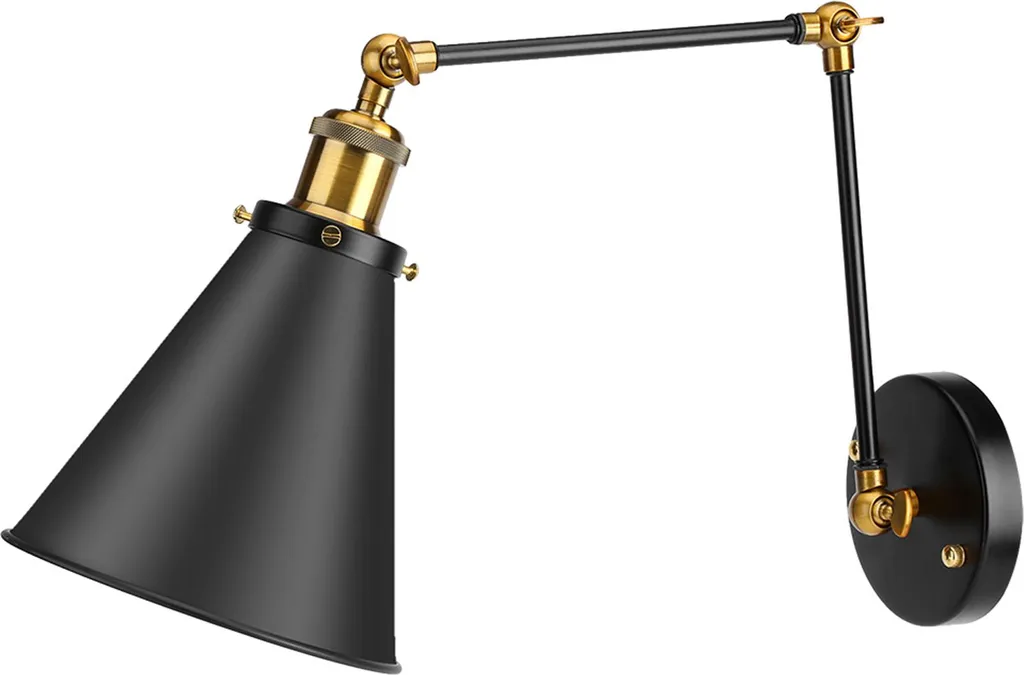 Luminaire industriel réglable avec bras articulé en acier noir mat
