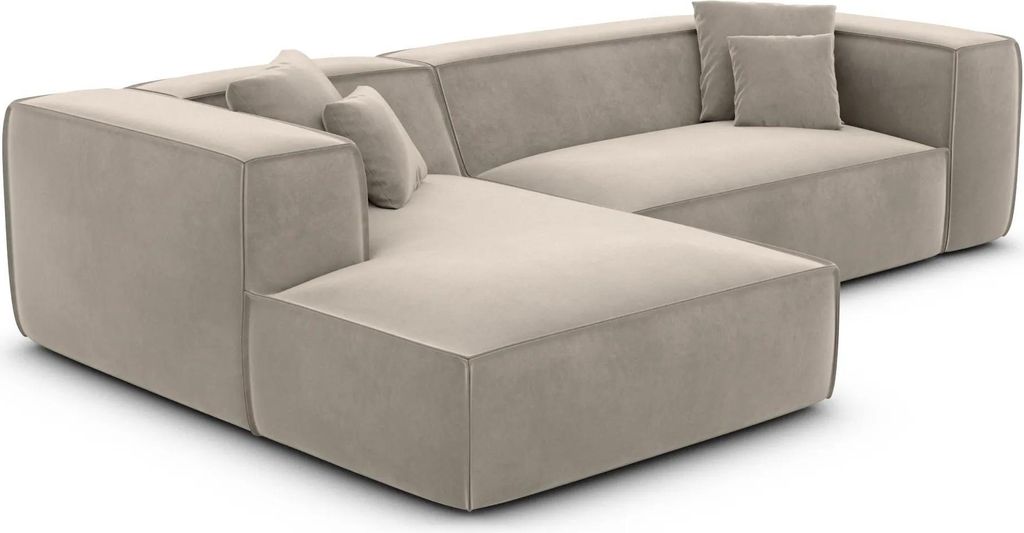 Samtstoff L-Form Sofa Arelia Taupe Links
