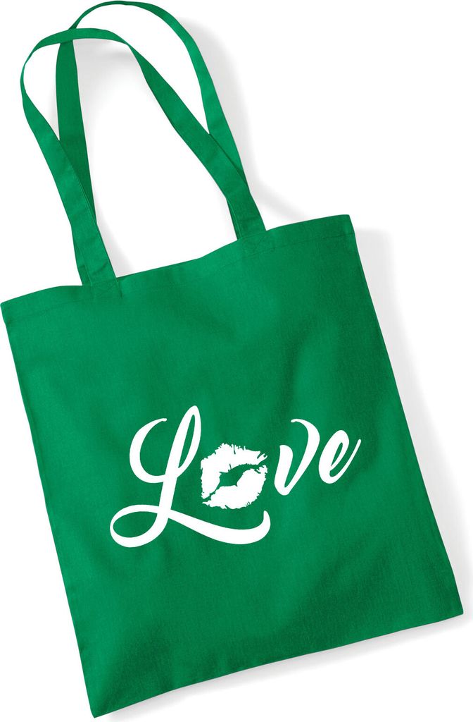 Huuraa Jutebeutel Love Kuss 10 Liter Kelly Green Baumwolle Tasche Geschenkidee