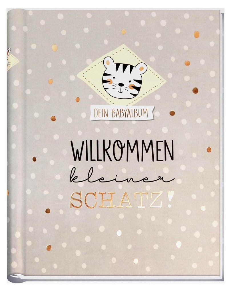 Babyalbum "Dotty Tiger" - Baby-Tagebuch für Schwangerschaft und das erste Jahr - Erinnerungsalbum zur Geburt - nachhaltig und klimafreundlich