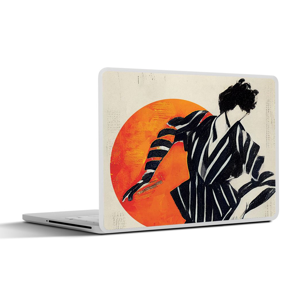 MuchoWow Laptop Aufkleber Sticker Cover Vintage - Tänzerin - Sonne - Schwarz - Weiß 32.5x23.5 cm - Sticker für Laptop - Selbstklebend