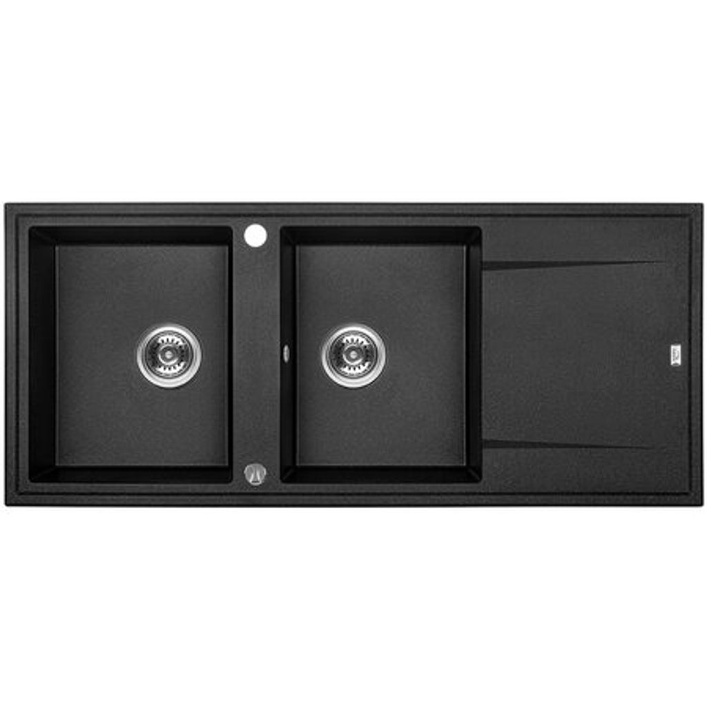 Design Granitspüle 2 Becken Schwarz