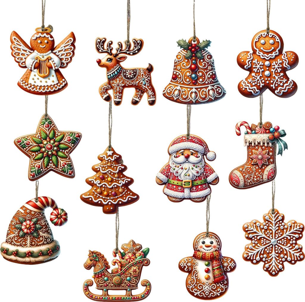 Lebkuchen-Anhänger, Weihnachtsschmuck aus Holz, Weihnachtsmann, Lebkuchenmänner, hängende Dekoration für den Weihnachtsbaum-Kaminsims
