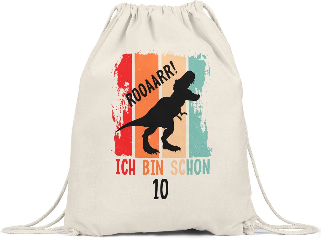 Roooaarr Ich Bin 10 Turnbeutel Gymsack Dinosaurier Dino T-Rex Geburtstagskind Geschenkidee